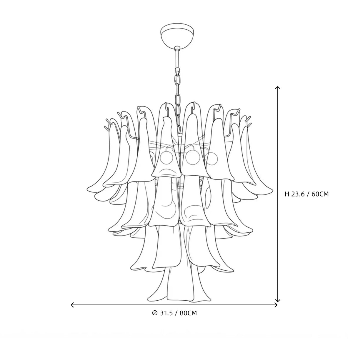 Sculptural Lily Blossom Chandelier in opal glass for Dining Room by AUVIELIGHT