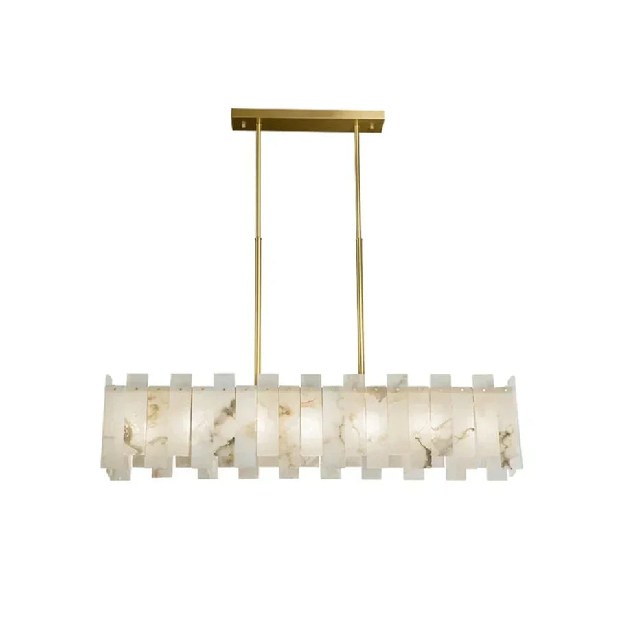 Sculptural Linear Pendant Light in alabaster for Kitchen Island by AUVIELIGHT