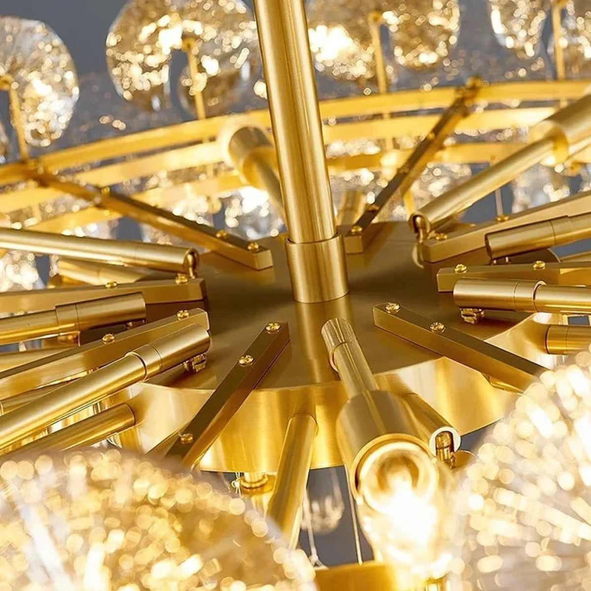 Sculptural Lotus Drum Chandelier in textured glass for Dining Room by AUVIELIGHT