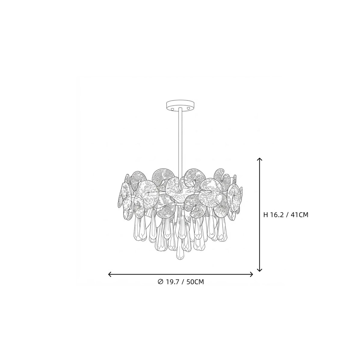 Sculptural Lotus Drum Chandelier in textured glass for Dining Room by AUVIELIGHT