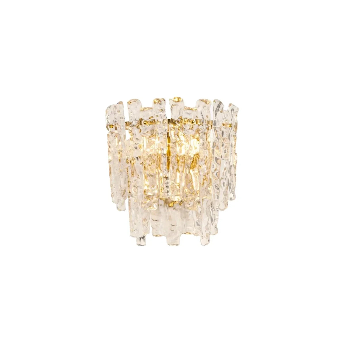 Sculptural Molten Tiered Wall Sconce in ice glass for Hallway by AUVIELIGHT