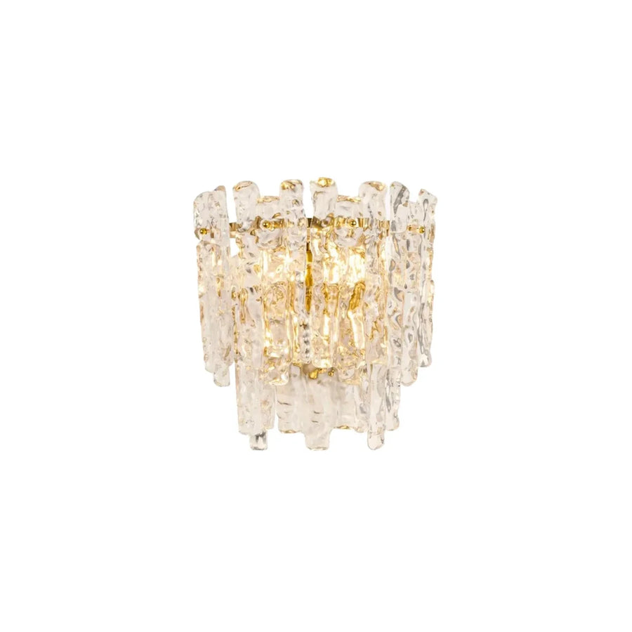 Sculptural Molten Tiered Wall Sconce in ice glass for Hallway by AUVIELIGHT