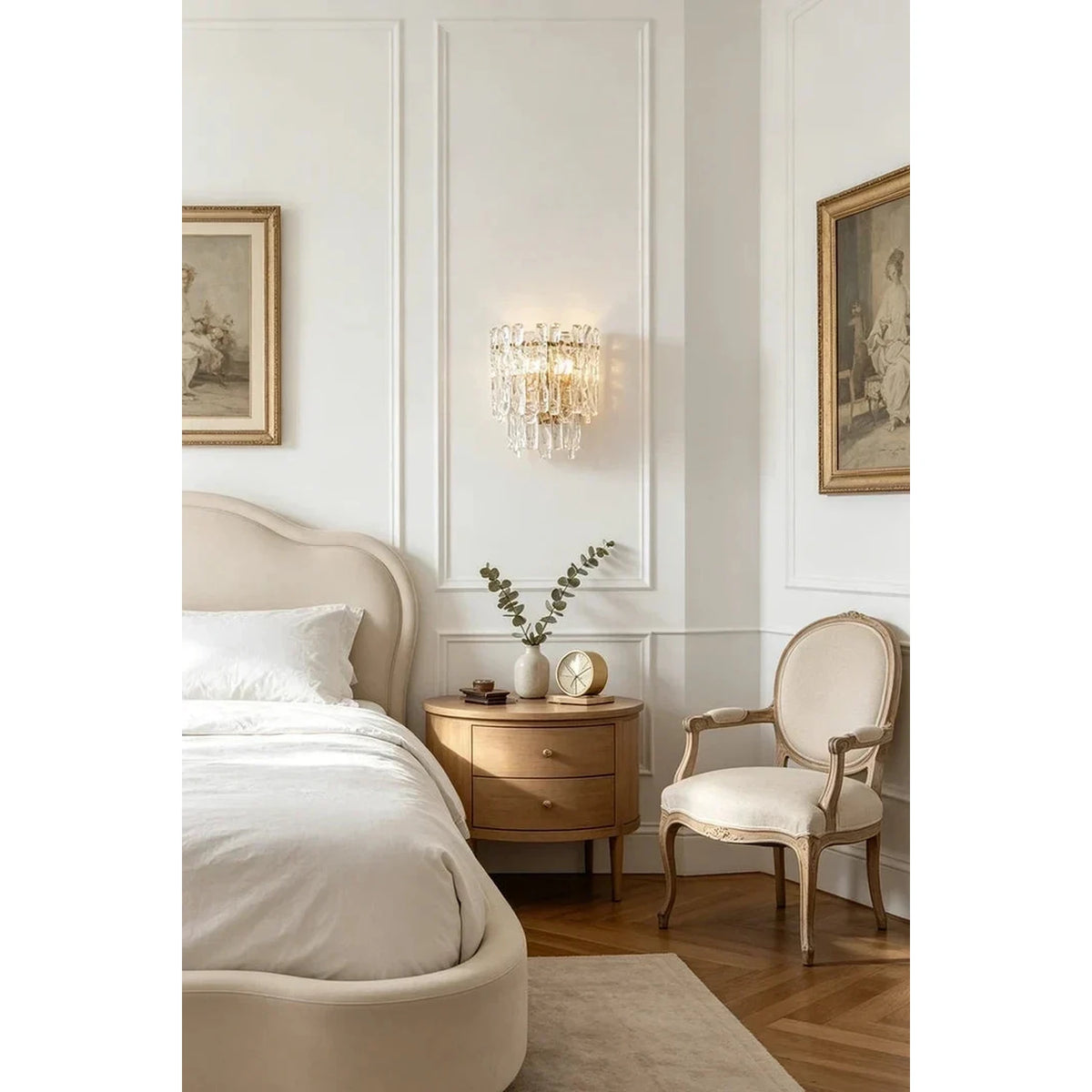 Sculptural Molten Tiered Wall Sconce in ice glass for Hallway by AUVIELIGHT