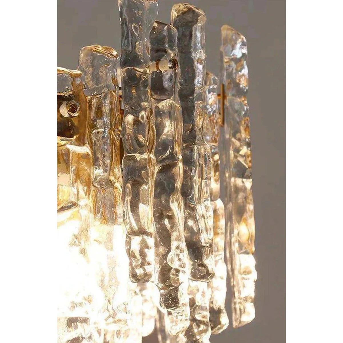 Sculptural Molten Tiered Wall Sconce in ice glass for Hallway by AUVIELIGHT