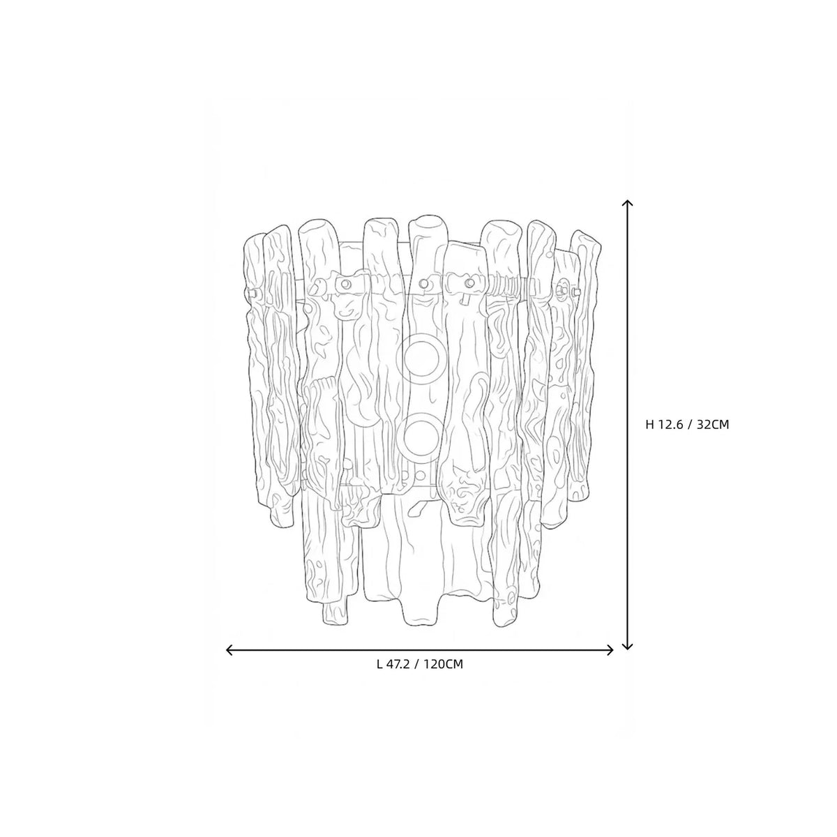 Sculptural Molten Tiered Wall Sconce in ice glass for Hallway by AUVIELIGHT