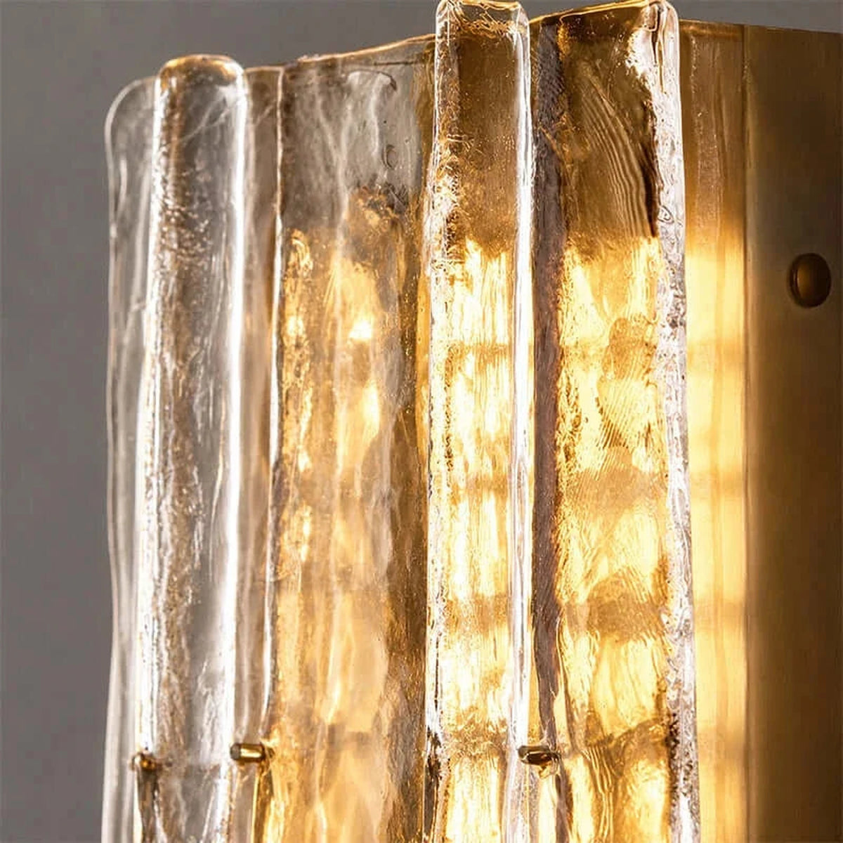 Sculptural Molten Vertical Wall Sconce in ice glass for Hallway by AUVIELIGHT
