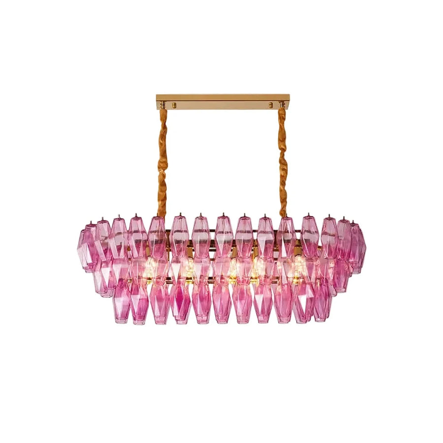 Sculptural Oval Chandelier in lavender murano glass for Dining Room by AUVIELIGHT