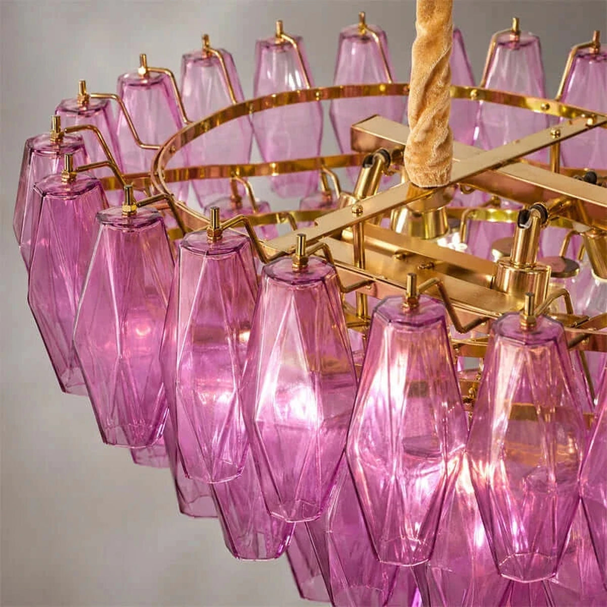 Sculptural Oval Chandelier in lavender murano glass for Dining Room by AUVIELIGHT