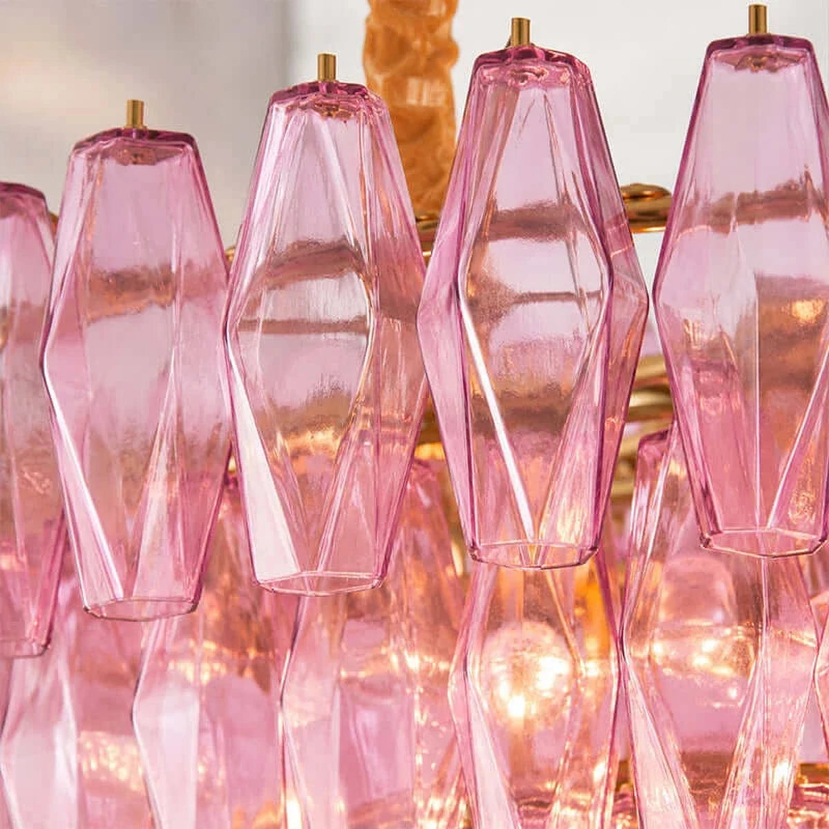 Sculptural Oval Chandelier in lavender murano glass for Dining Room by AUVIELIGHT