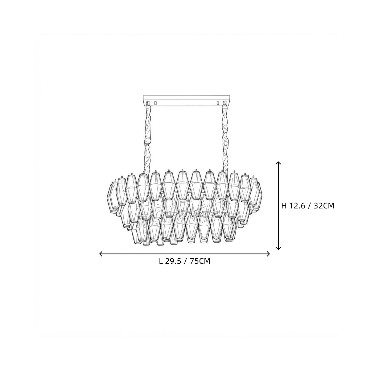 Sculptural Oval Chandelier in lavender murano glass for Dining Room by AUVIELIGHT