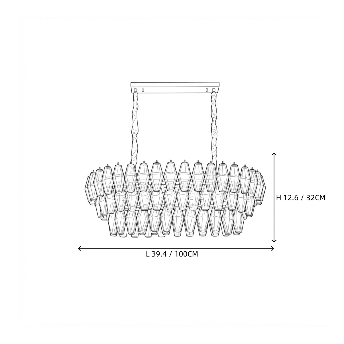 Sculptural Oval Chandelier in lavender murano glass for Dining Room by AUVIELIGHT