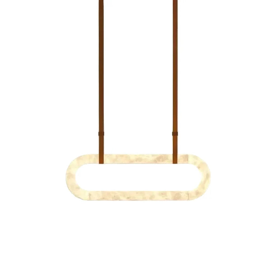 Sculptural Oval Ring Chandelier in alabaster for Dining Room light fixture by AUVIELIGHT