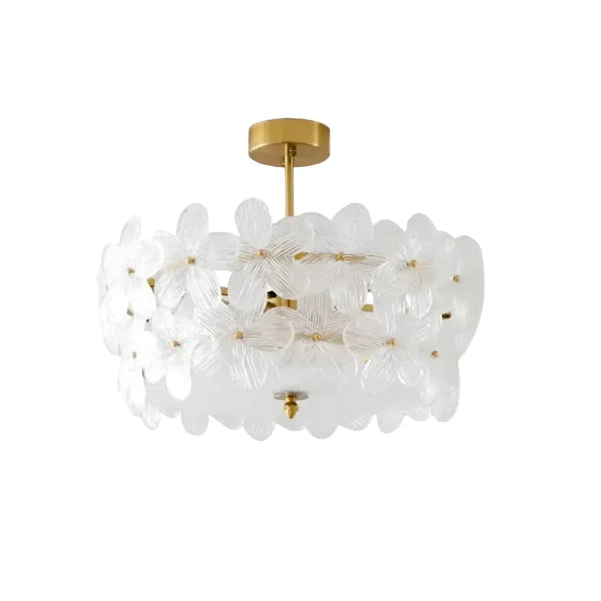 Sculptural Petal Drum Chandelier in frosted glass for Dining Room by AUVIELIGHT