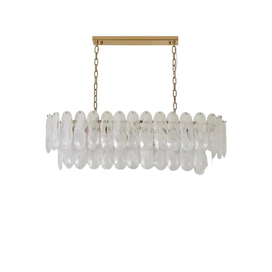 Sculptural Petal Oval Chandelier in frosted glass for Dining Room by AUVIELIGHT
