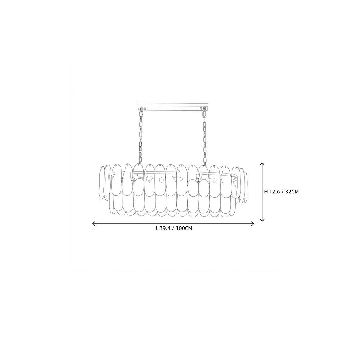 Sculptural Petal Oval Chandelier in frosted glass for Dining Room by AUVIELIGHT