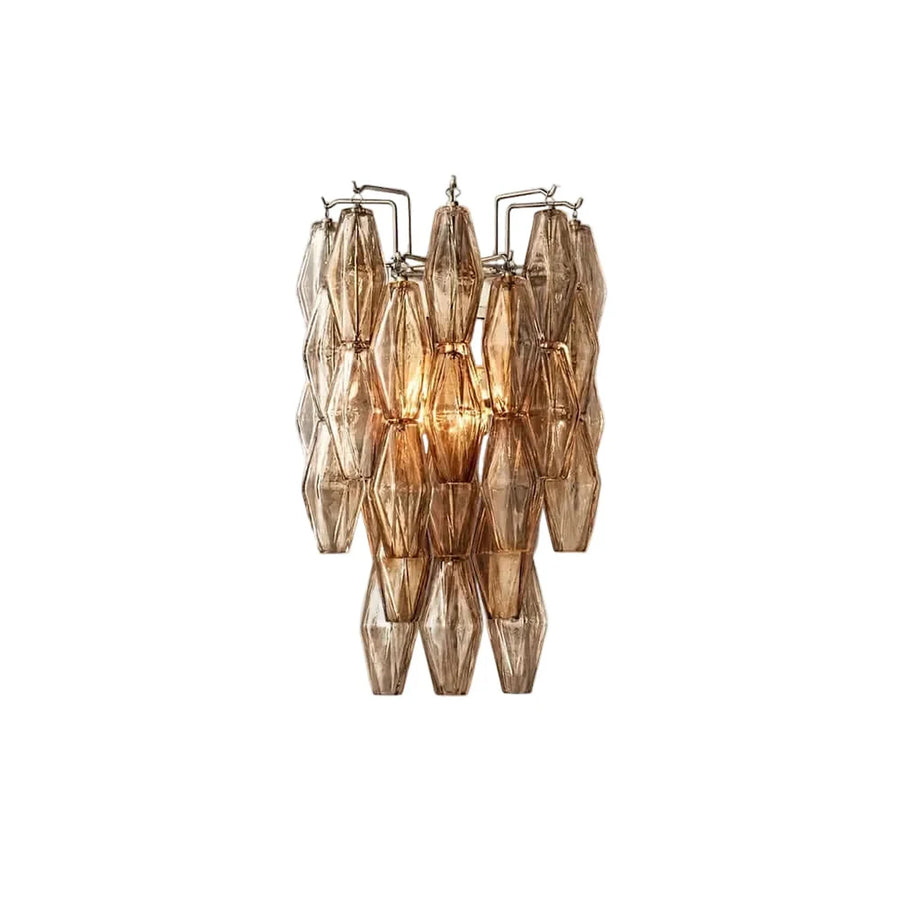 Sculptural Polyhedral Wall Sconce in amber glass for Hallway light fixture by AUVIELIGHT