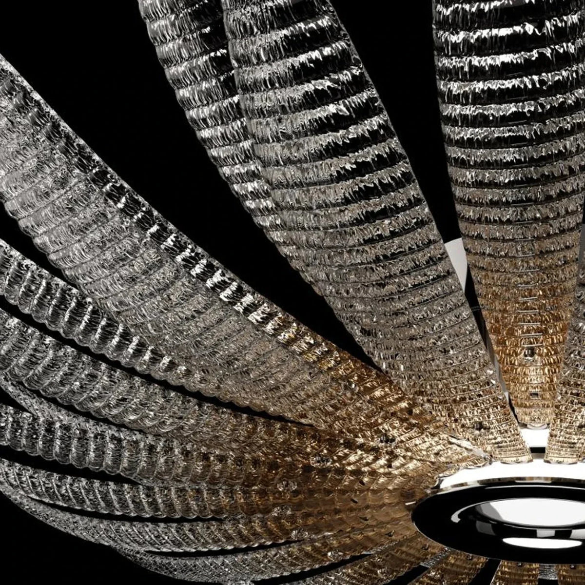 Sculptural Ribbed Blossom Flush Mount in ribbed glass for Low Ceilings by AUVIELIGHT