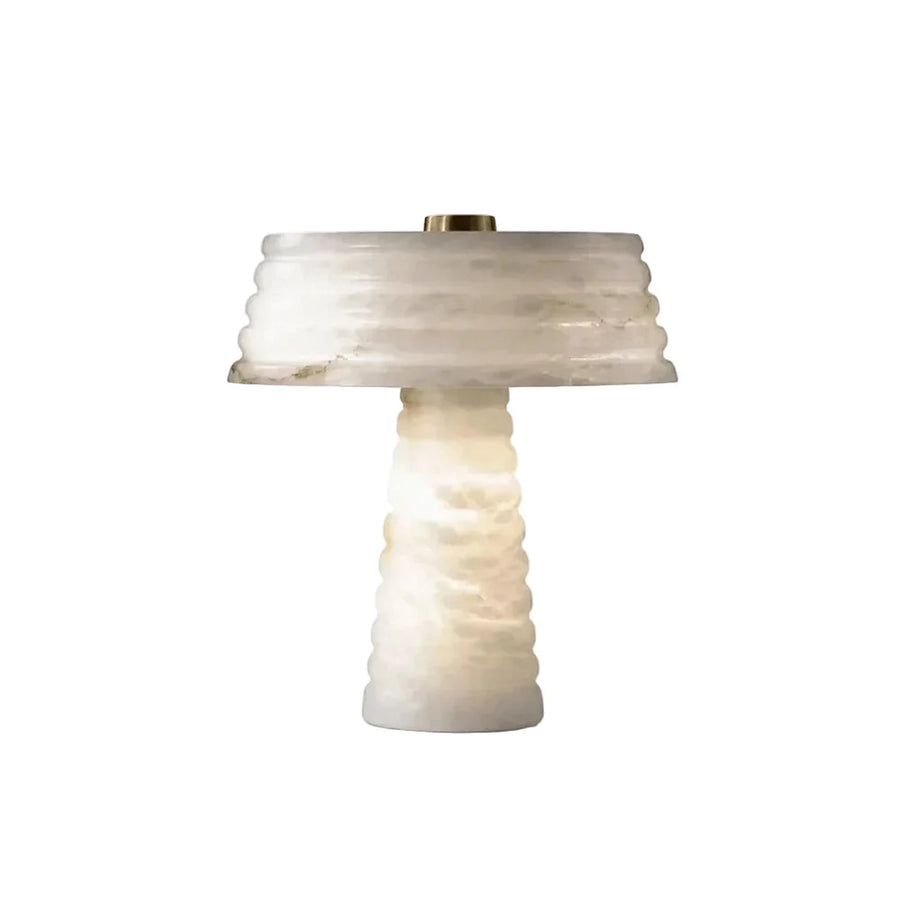 Sculptural Ribbed Light in alabaster for Living Room by AUVIELIGHT, ∅ 11.8″ × H 11.8″ / White / AU plug and 3 other sizes