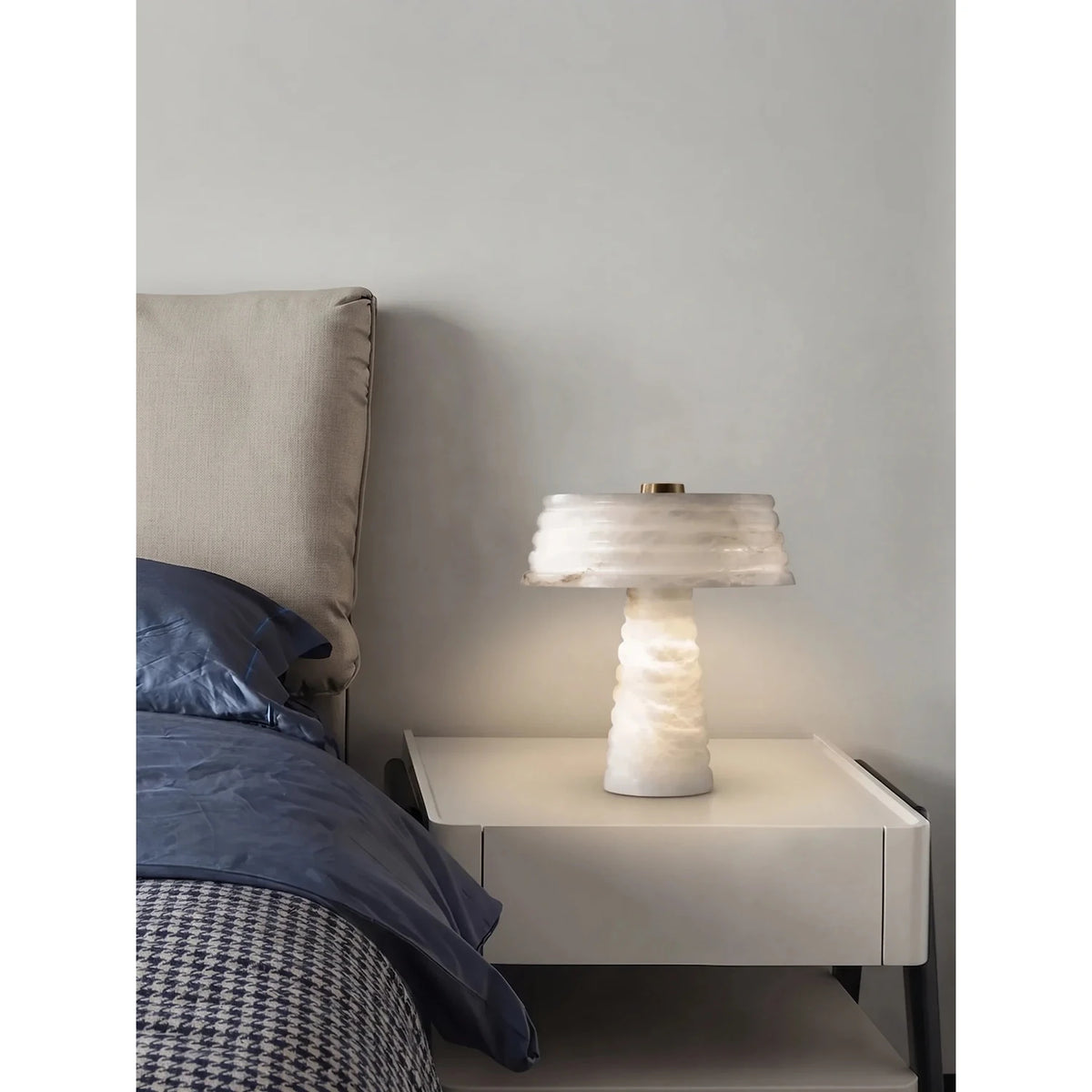 Sculptural Ribbed Light in alabaster for Living Room by AUVIELIGHT