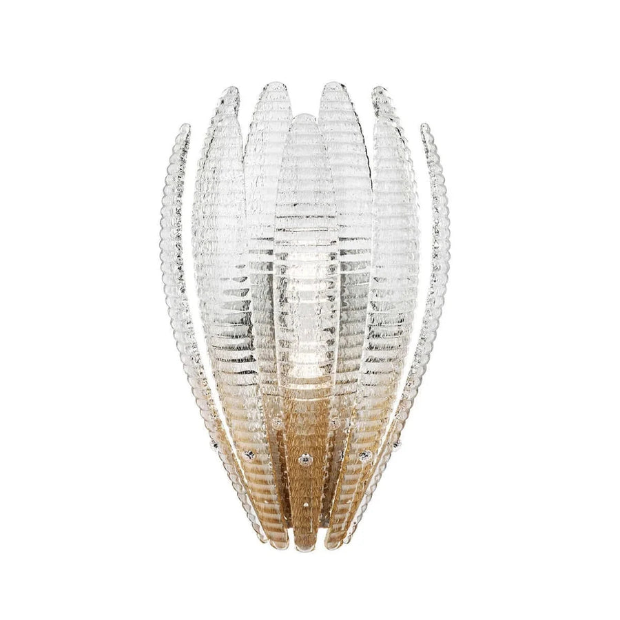 Sculptural Ribbed Lotus Wall Sconce in ribbed glass for Hallway by AUVIELIGHT