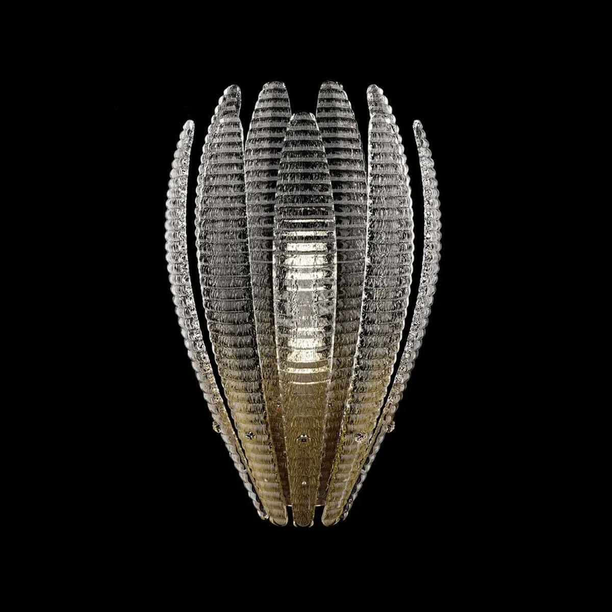 Sculptural Ribbed Lotus Wall Sconce in ribbed glass for Hallway by AUVIELIGHT, L 11" x H 18.9" / Yellow Gradient
