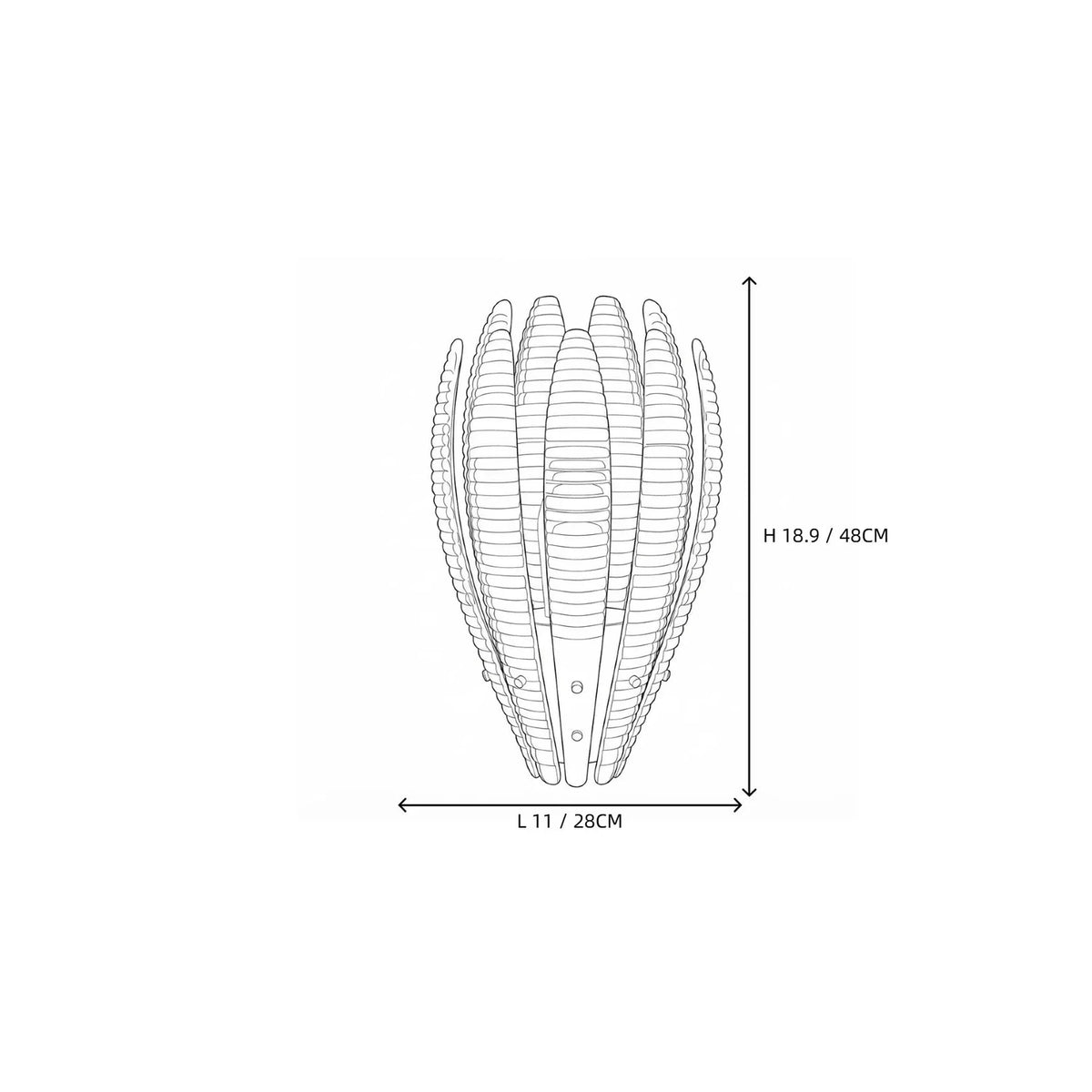 Sculptural Ribbed Lotus Wall Sconce in ribbed glass for Hallway by AUVIELIGHT