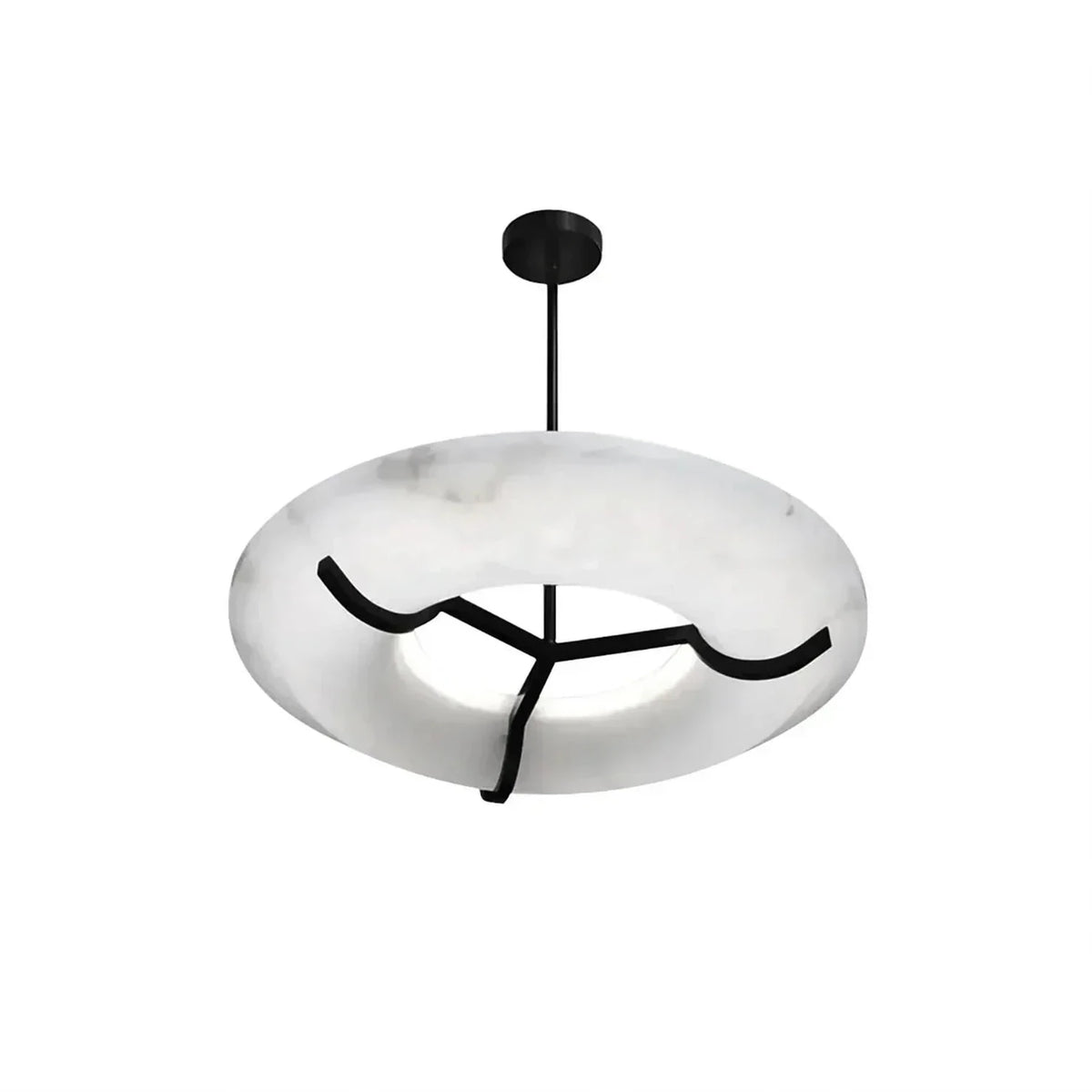 Sculptural Ring Chandelier in alabaster for Dining Room by AUVIELIGHT