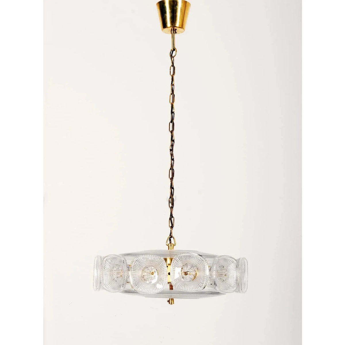 Sculptural Ring Chandelier in olive green textured glass for Dining Room by AUVIELIGHT, Dia 65 cm x H 16 cm / Dia 25.6" x H 6.3" / Clear