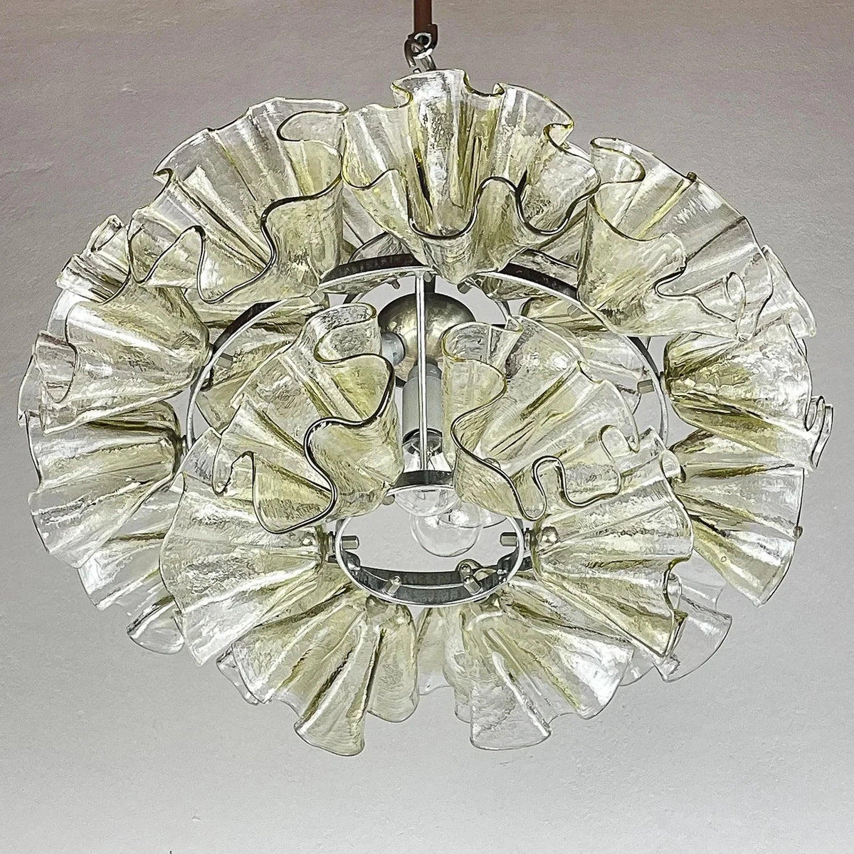 Sculptural Ruffled Chandelier in champagne glass for Dining Room by AUVIELIGHT