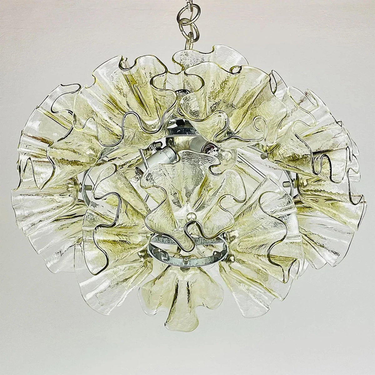 Sculptural Ruffled Chandelier in champagne glass for Dining Room by AUVIELIGHT