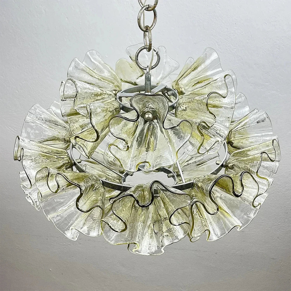 Sculptural Ruffled Chandelier in champagne glass for Dining Room by AUVIELIGHT