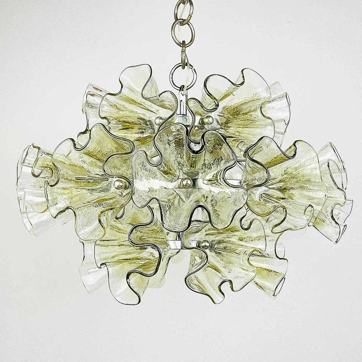 Sculptural Ruffled Chandelier in champagne glass for Dining Room by AUVIELIGHT