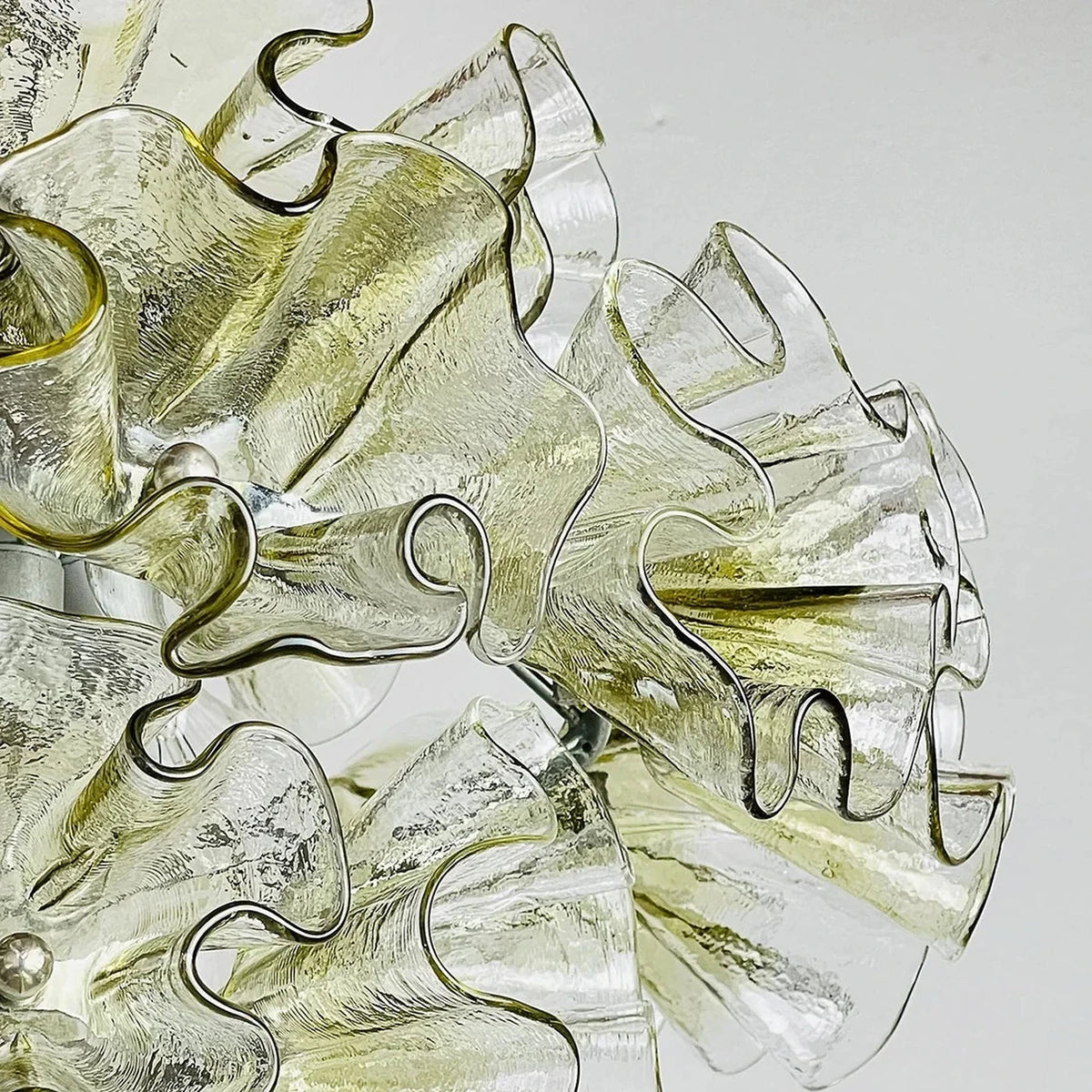 Sculptural Ruffled Chandelier in champagne glass for Dining Room by AUVIELIGHT