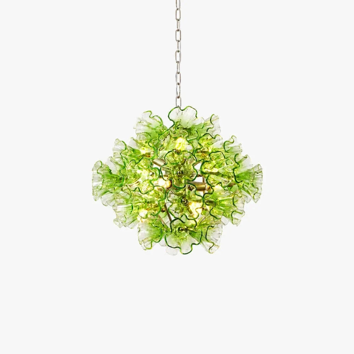 Sculptural Ruffled Globe Chandelier in glass for Dining Room light fixture by AUVIELIGHT