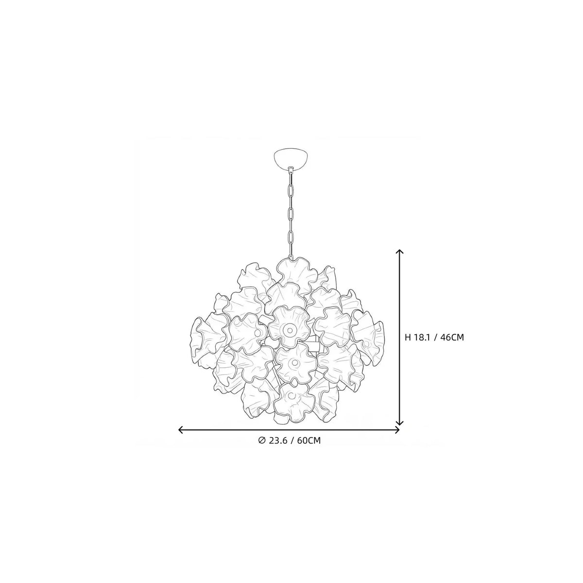 Sculptural Ruffled Globe Chandelier in glass for Dining Room light fixture by AUVIELIGHT