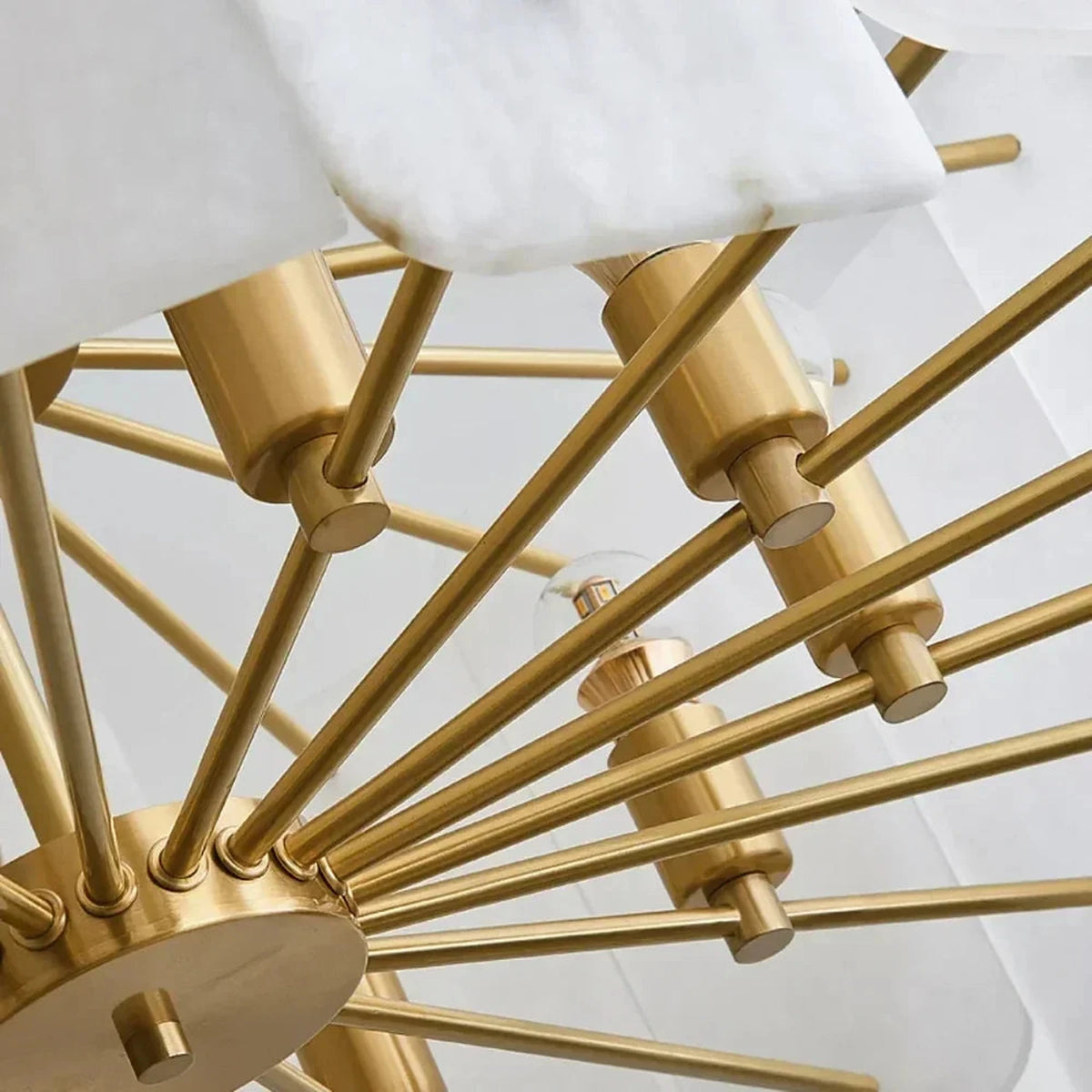 Sculptural Slat Chandelier in alabaster for Dining Room light fixture by AUVIELIGHT