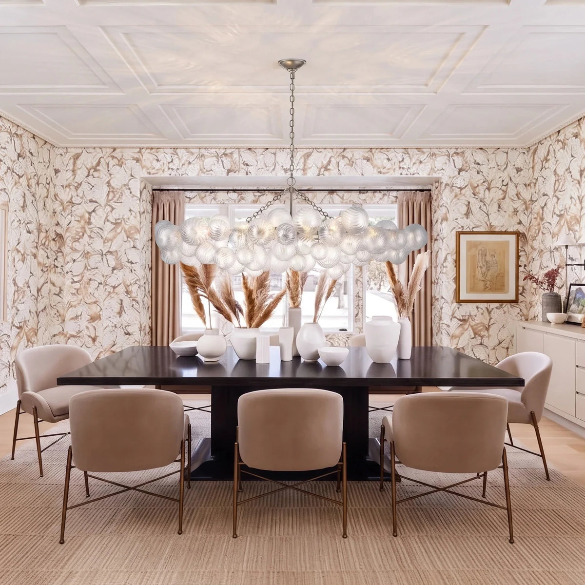 Sculptural Swirl Bubble Chandelier in glass for Dining Room by AUVIELIGHT