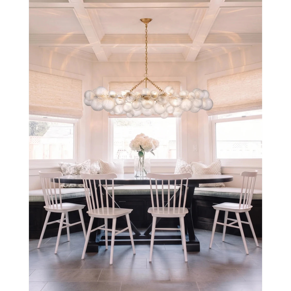 Sculptural Swirl Bubble Chandelier in glass for Dining Room by AUVIELIGHT