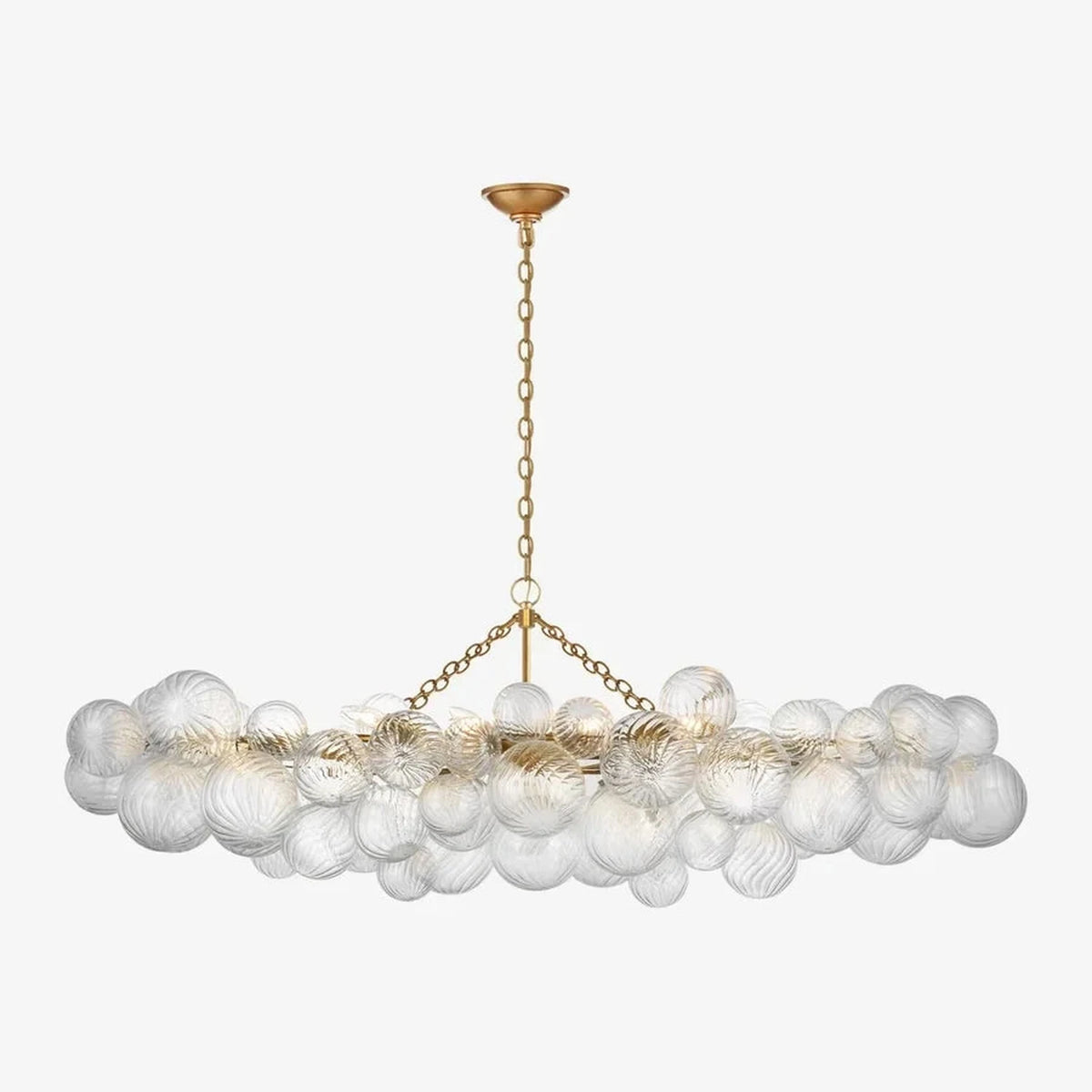 Sculptural Swirl Bubble Chandelier in glass for Dining Room by AUVIELIGHT, L 51.2″ x W 26″ x H 21.7″ / Gild and Clear Swirled Glass and 1 other