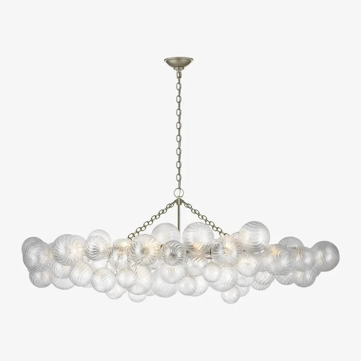 Sculptural Swirl Bubble Chandelier in glass for Dining Room by AUVIELIGHT, L 51.2″ x W 26″ x H 21.7″ / Burnished Silver Leaf and Clear Swirled