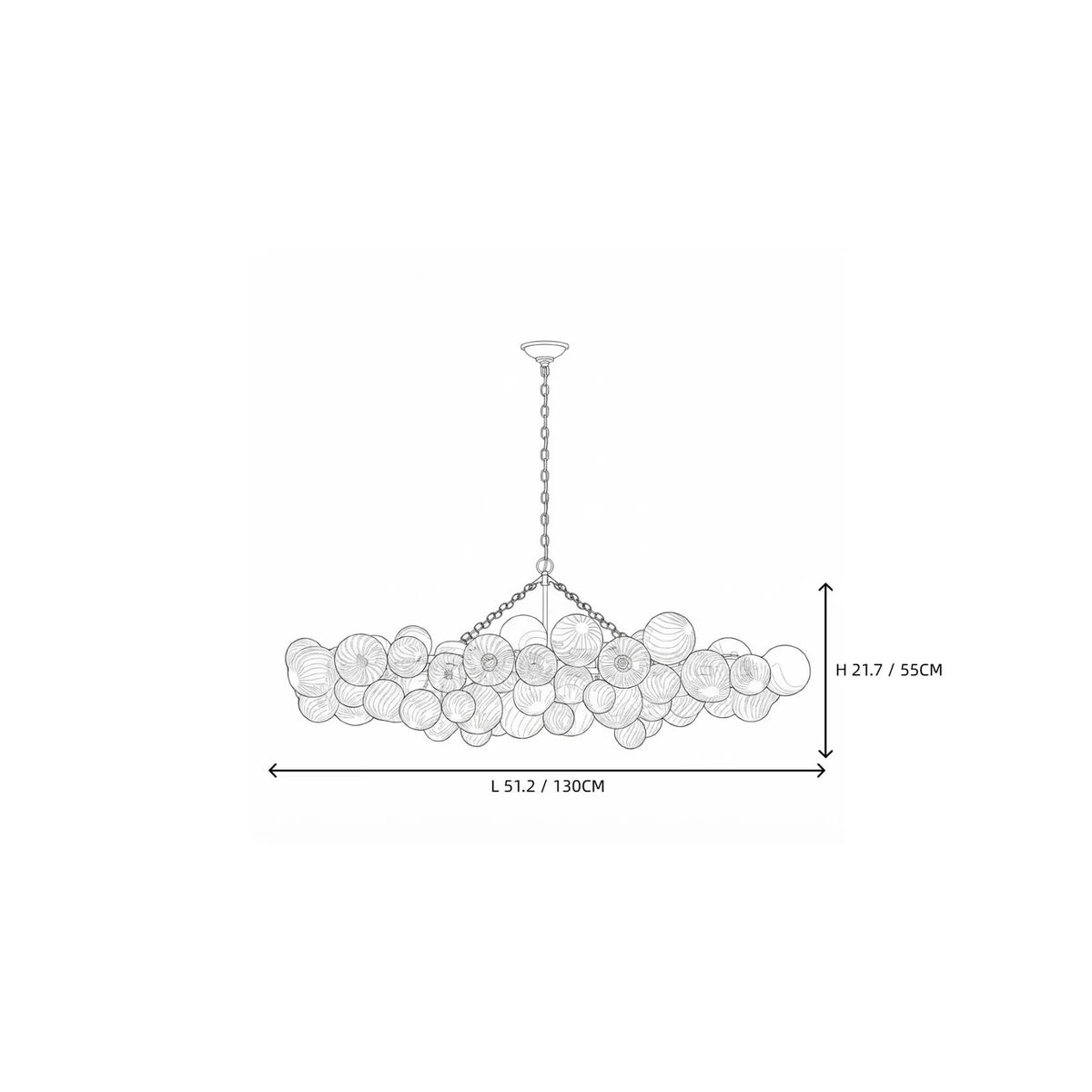 Sculptural Swirl Bubble Chandelier in glass for Dining Room by AUVIELIGHT