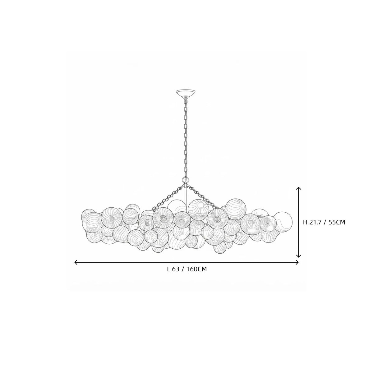 Sculptural Swirl Bubble Chandelier in glass for Dining Room by AUVIELIGHT