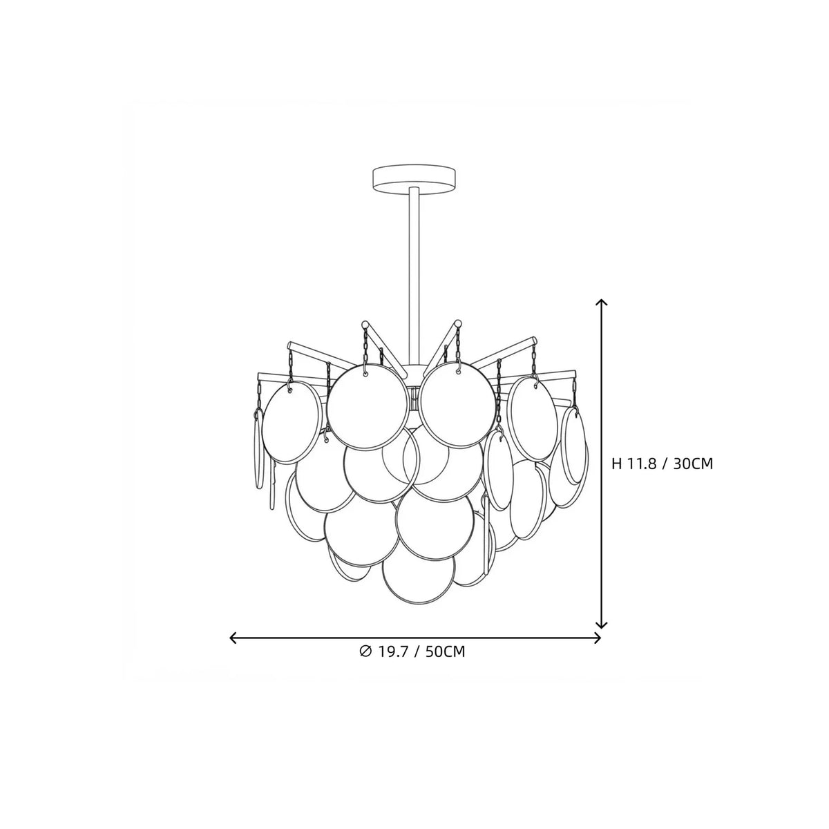 Sculptural Swirl Disc Chandelier in ocean blue glass for Dining Room by AUVIELIGHT