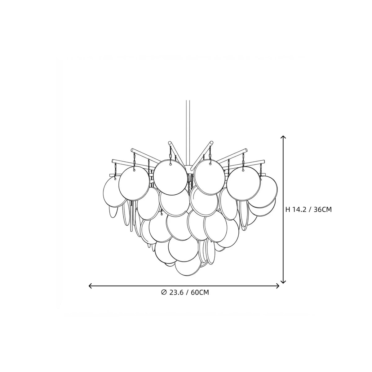 Sculptural Swirl Disc Chandelier in ocean blue glass for Dining Room by AUVIELIGHT
