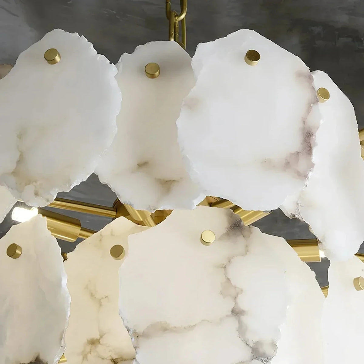Sculptural Tiered Chandelier in alabaster for Dining Room light fixture by AUVIELIGHT