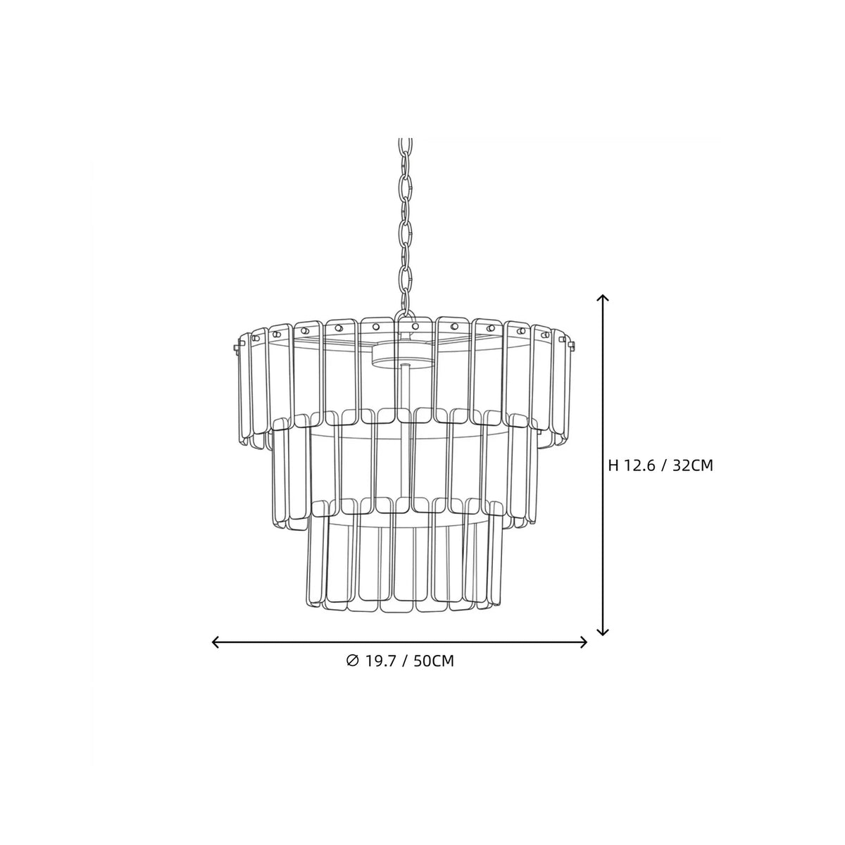 Sculptural Tiered Chandelier in amber cast glass for Dining Room by AUVIELIGHT