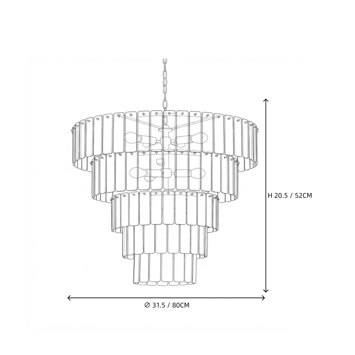 Sculptural Tiered Chandelier in amber cast glass for Dining Room by AUVIELIGHT