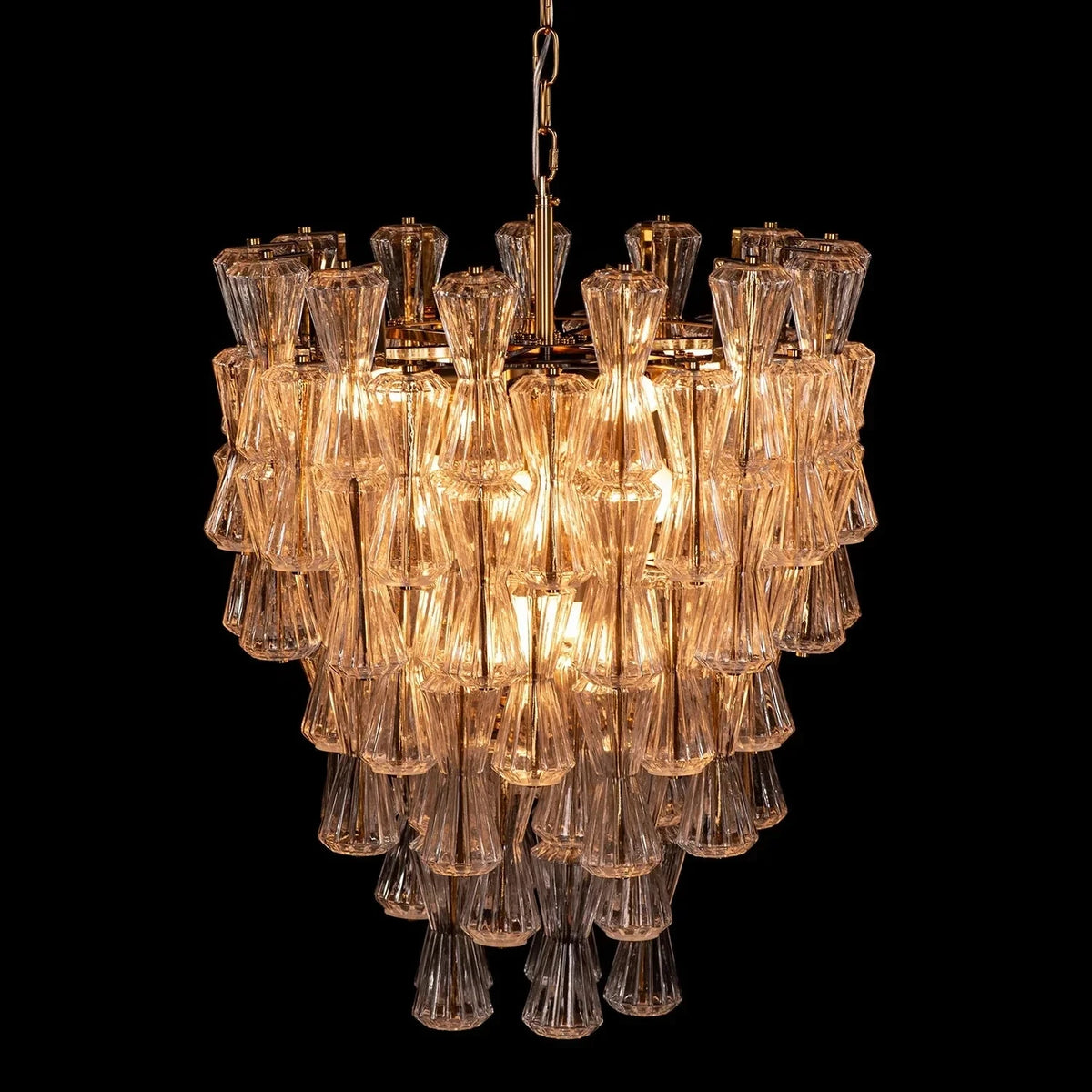Sculptural Tiered Chandelier in clear murano glass for Dining Room by AUVIELIGHT