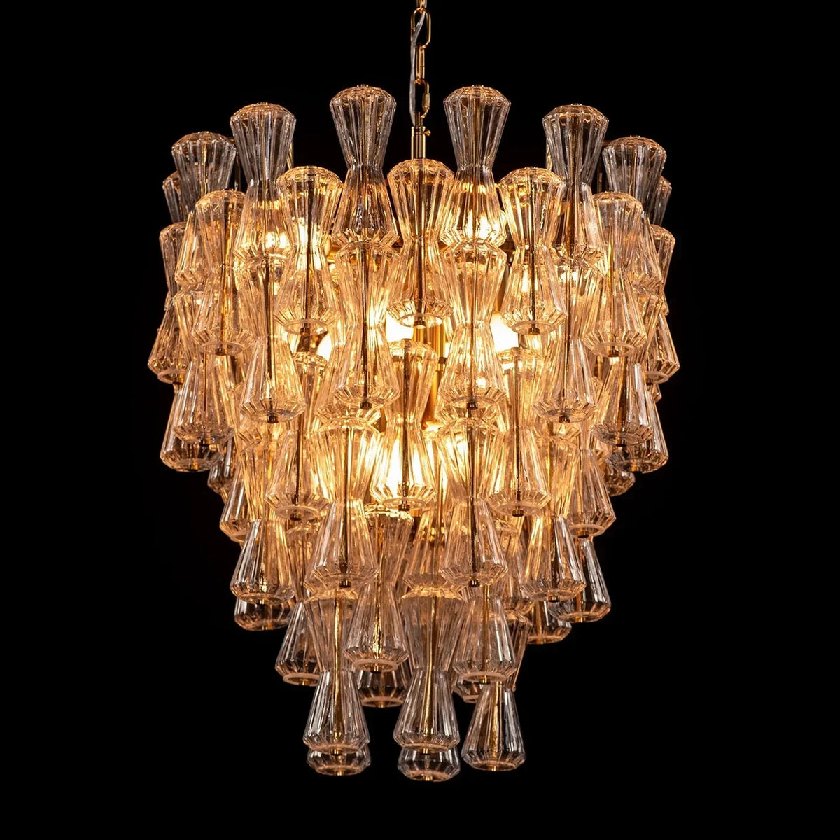 Sculptural Tiered Chandelier in clear murano glass for Dining Room by AUVIELIGHT