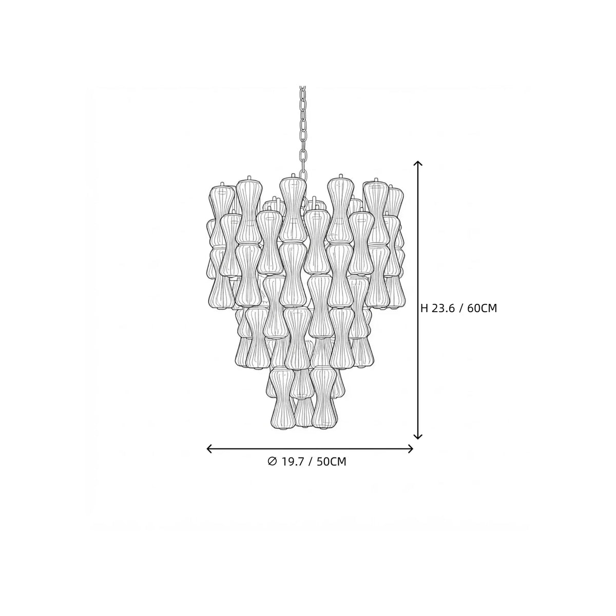 Sculptural Tiered Chandelier in clear murano glass for Dining Room by AUVIELIGHT